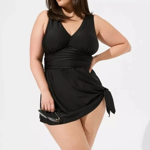 torrid Other - Torrid Black Asymmetrical Wire Free Swim Dress